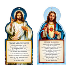 House Blessing Sacred Heart of Jesus AND Divine Mercy Plaques 6" x 3" each Wood