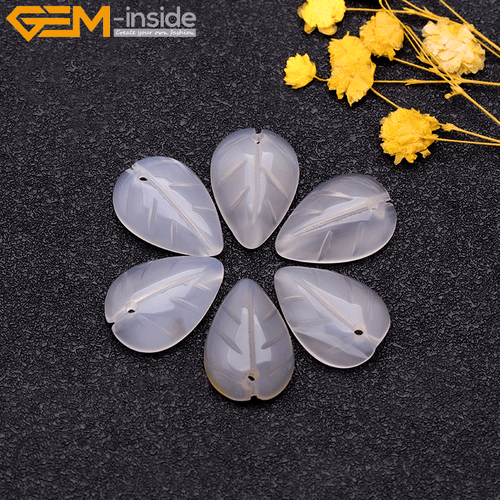 Natural Crystal Carved Leaf Leaves Sandstone Jewelry Making 15” 8x11mm 33Pcs - Picture 102 of 129