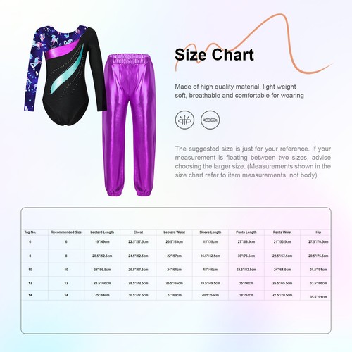 Kids Girl's Jumpsuits And Trousers Competition Bodysuit Sets Gymnastics Outfits - Picture 9 of 131