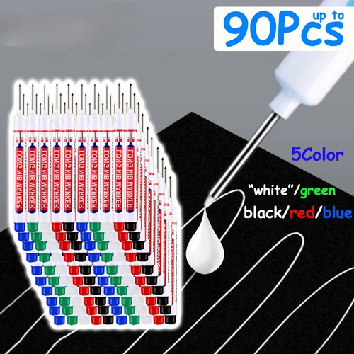 White Long Head Markers Pen 2cmWoodworking Deep Hole Marker Pens Metal Carpenter