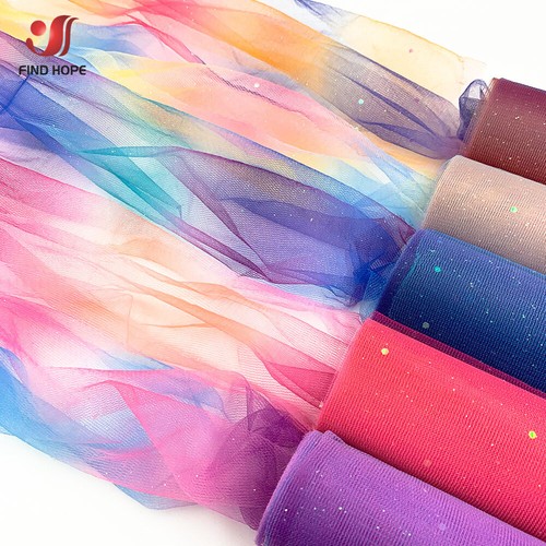 5pcs Bundle Rainbow Glitter Tulle Fabric DIY Craft Skirt Packaging Party Decor - Picture 2 of 7