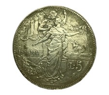 Moneta 5 lire argento 1911-50° Anniversario Regno d'Italia Vittorio Emanuele III