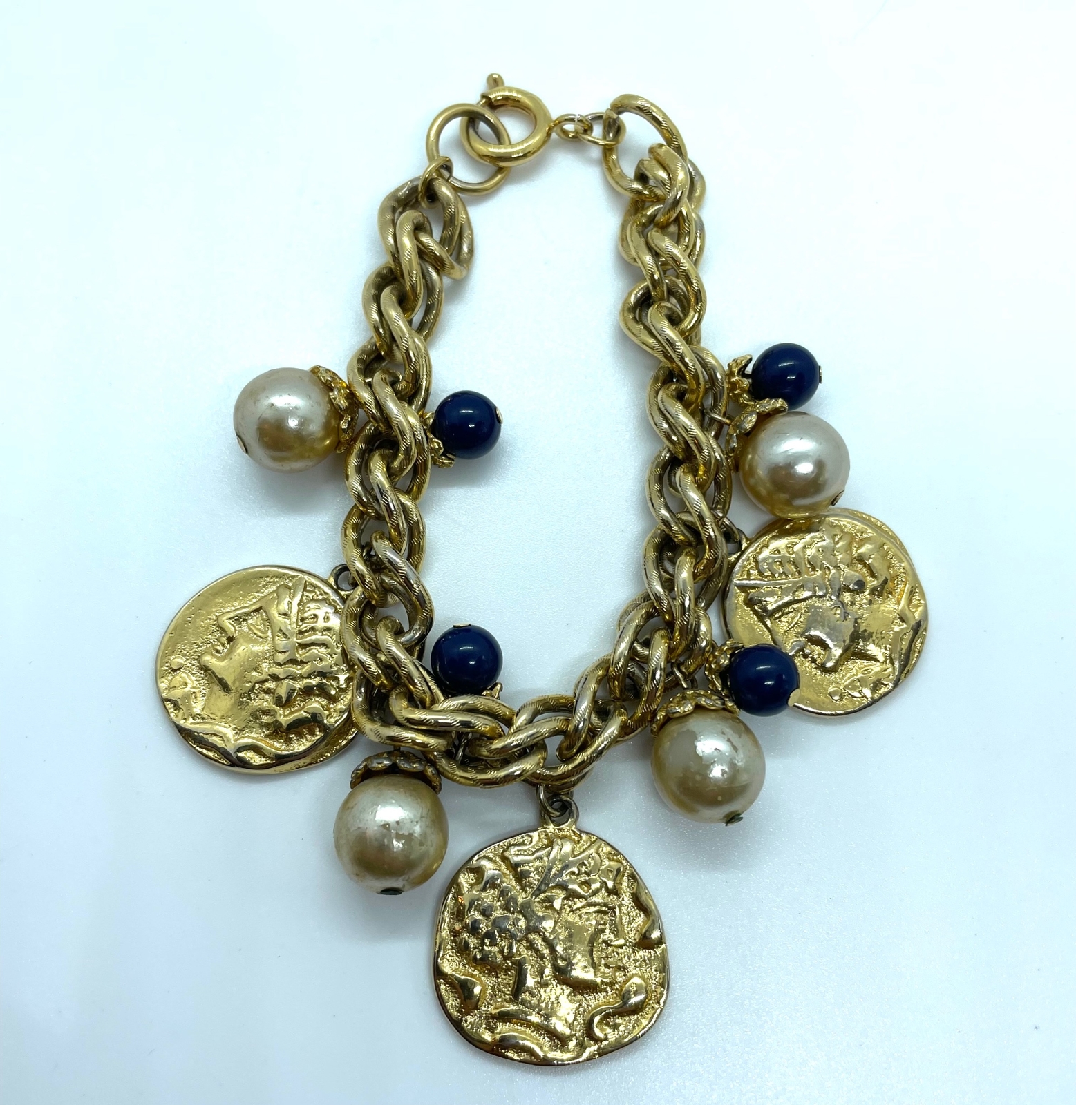 SIGNED KENNETH J LANE KJL LARGE GOLDEN COINS PEAR… - image 4