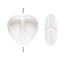 Bead, HEART, 1 Strand 45 Czech Pressed Glass Clear 10mm with 0.8-0.9mm Hole