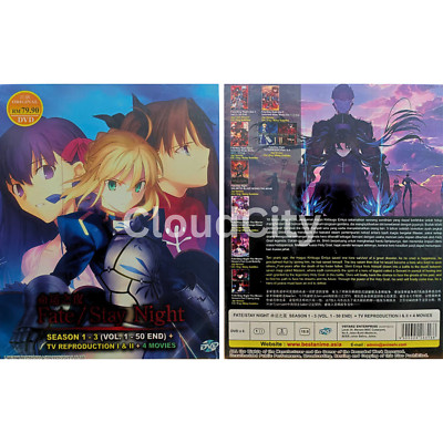 DVD Fate/Stay Night Season 1-3 (1-50 End) +TV Reproduction I&II + 4 Movie Anime