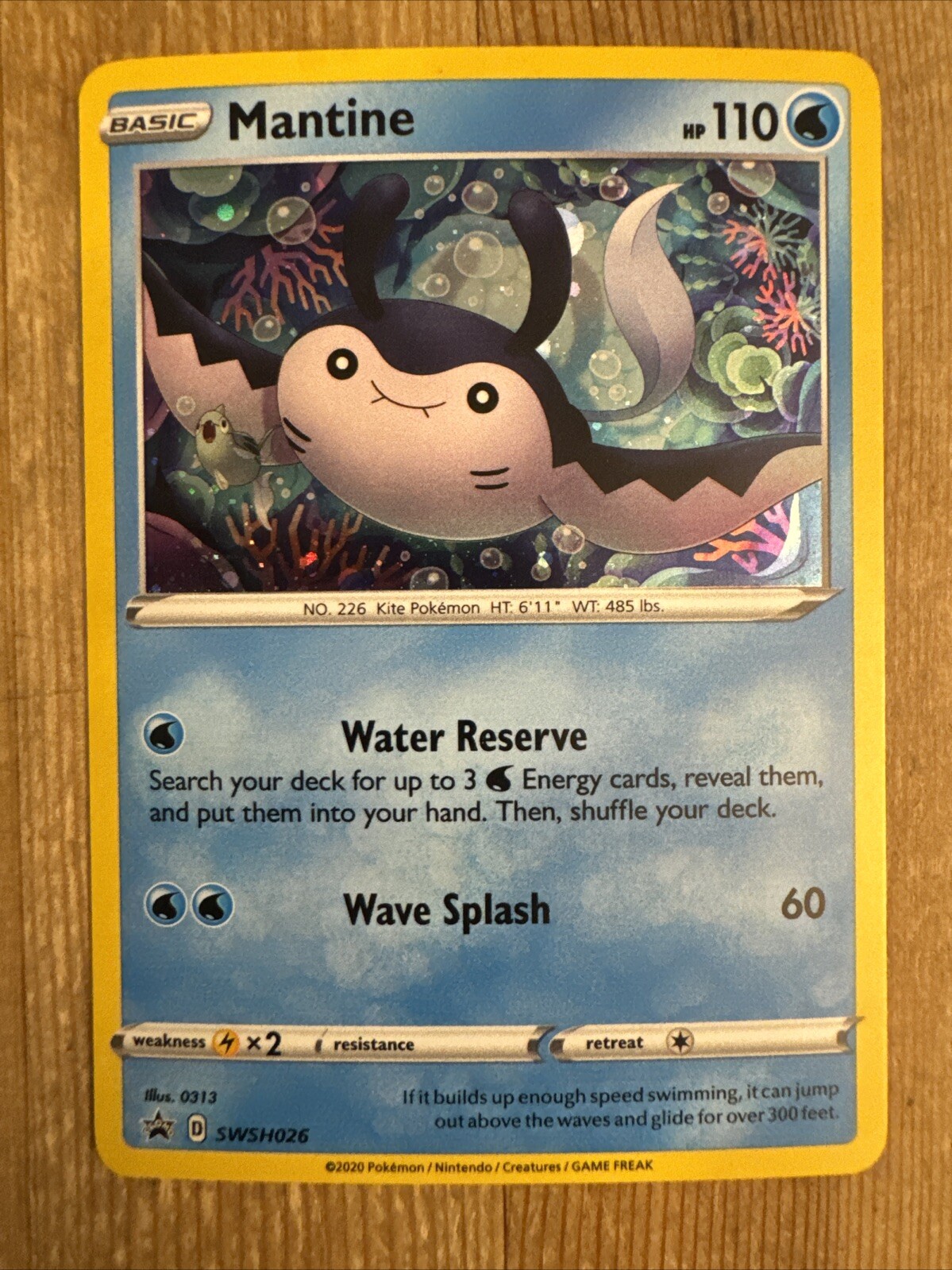 Mantine SWSH026 HOLO RARE Pokemon Black Star Promo NM 2021 Card TCG