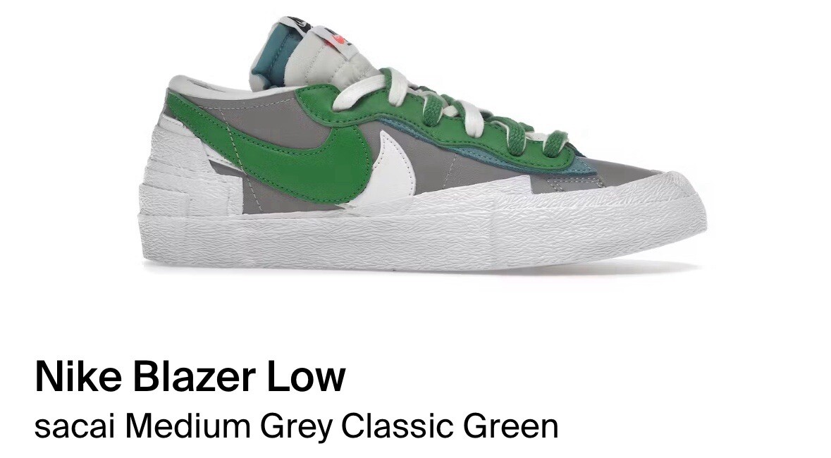 SACAI X NIKE Taglia 11 Nike sacai x blazer basso classico verde