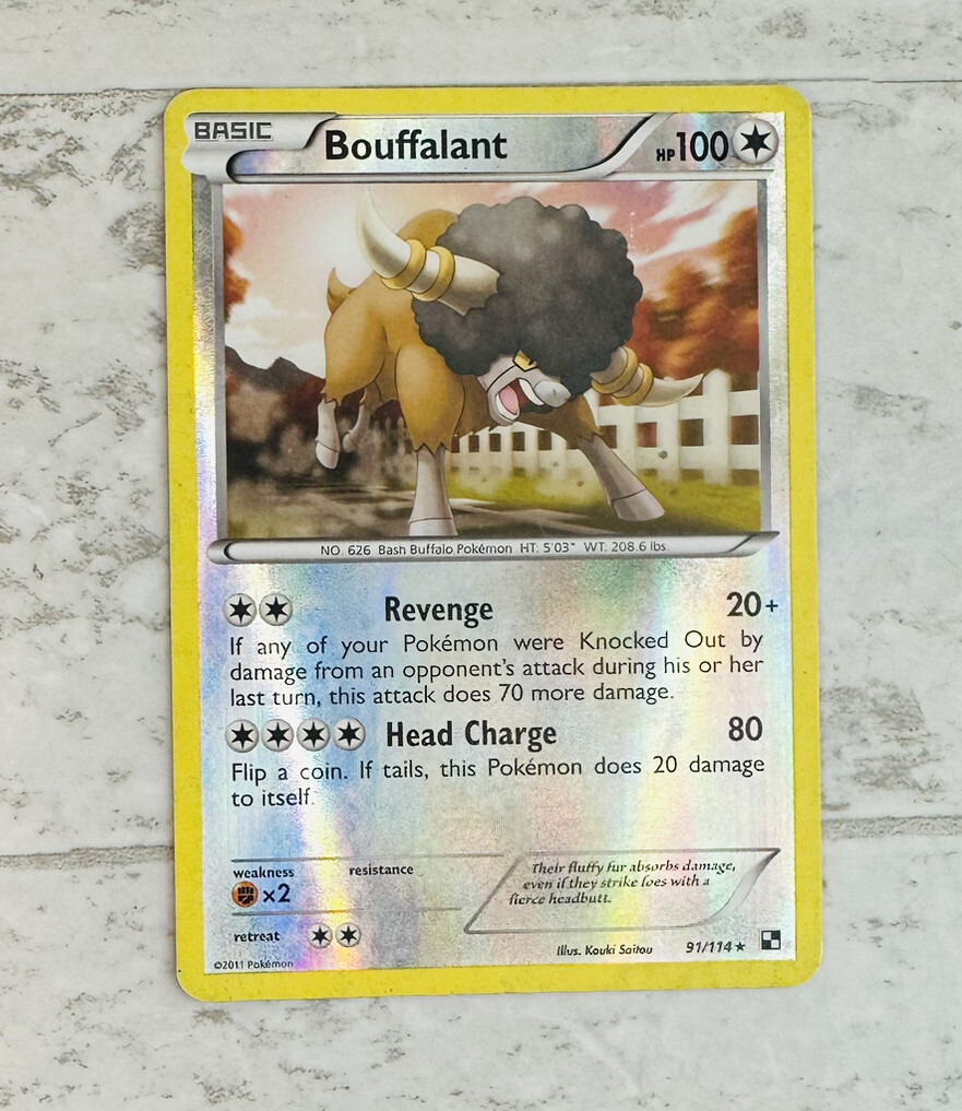 Bouffalant 91/114 - Reverse Holo Rare - Black & White Pokemon TCG - LP