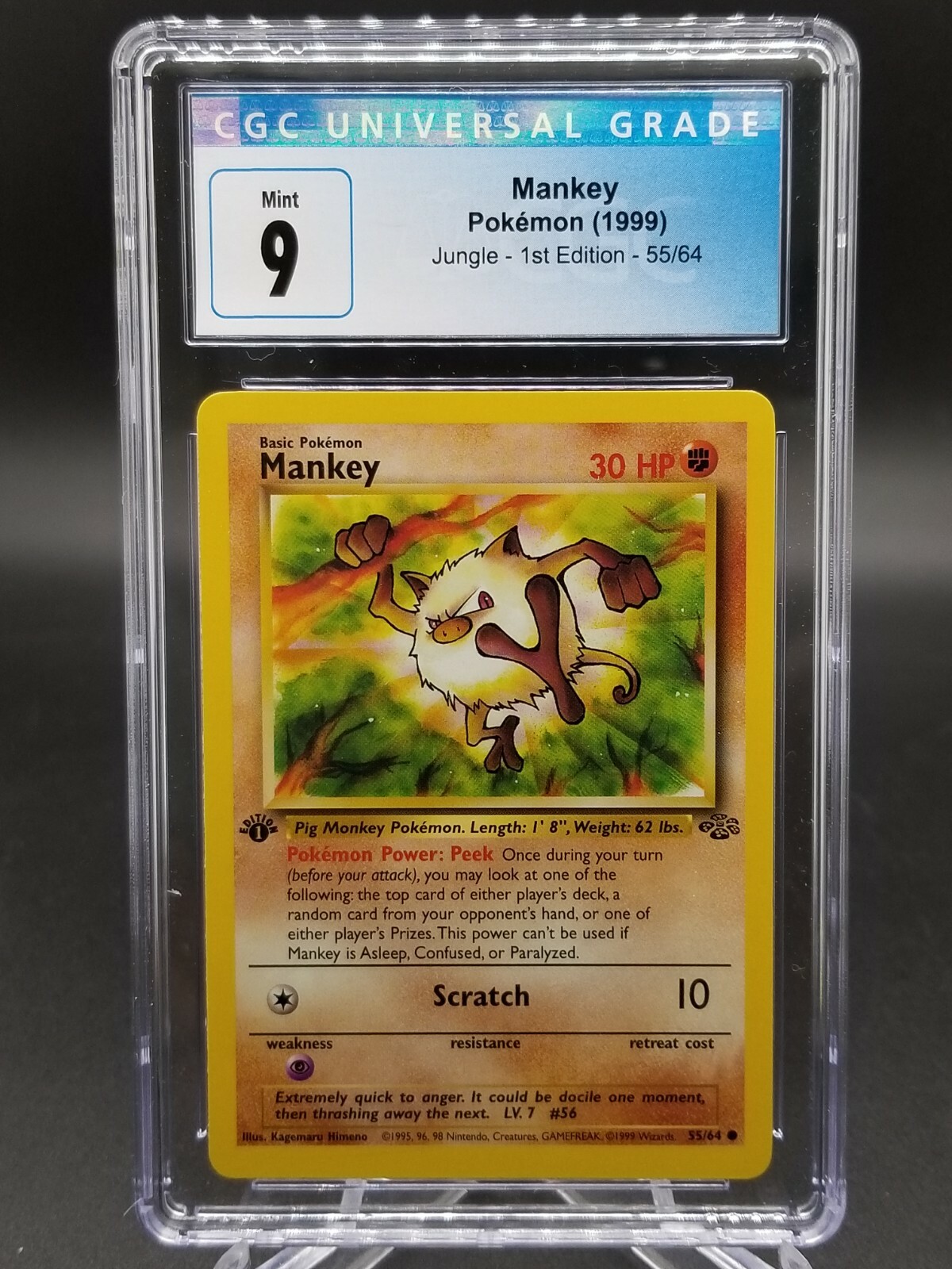CGC 9 MINT Mankey Jungle 1st Edition Pokemon Card 55/64 no subs -1 | eBay