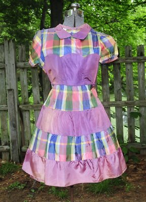 Vintage 50's 60's Girls Purple Taffeta Plaid Party Holiday Church Dress  Size 12 | eBay