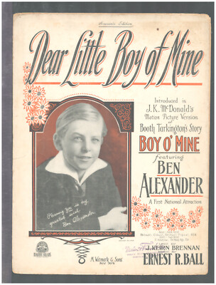 Boy O Mine 1923 BEN ALEXANDER Silent Film Vintage Sheet Music