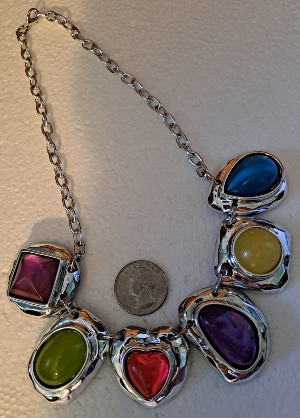 Plastic Lucite Chunky Necklace Candy Colors Colorfull Gem