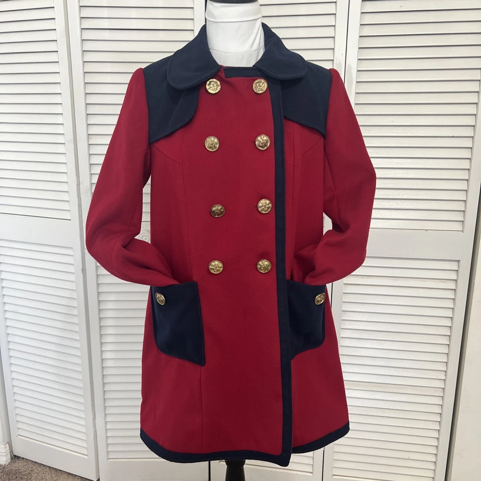 Forever 21 Abrigo Guisante Doble Pecho Mujer Abrigo Talla S/P Mezcla Lana 2 Bolsillos Foto 3 de 4