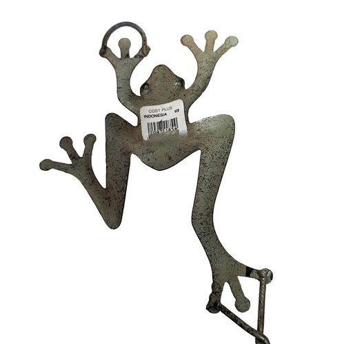 3 Frog Wall Hanger Hanging Hooks Patina Brass 9" - Picture 5 of 6