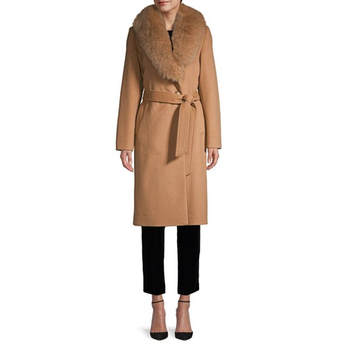 Sofia Cashmere Genuine Fox Fur Collar 