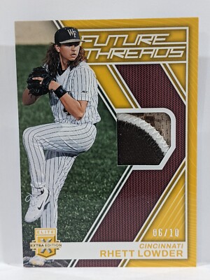 RHETT LOWDER 2023 ELITE EXTRA EDITION FUTURE Threads GOLD  06/10 Reds Rookie!