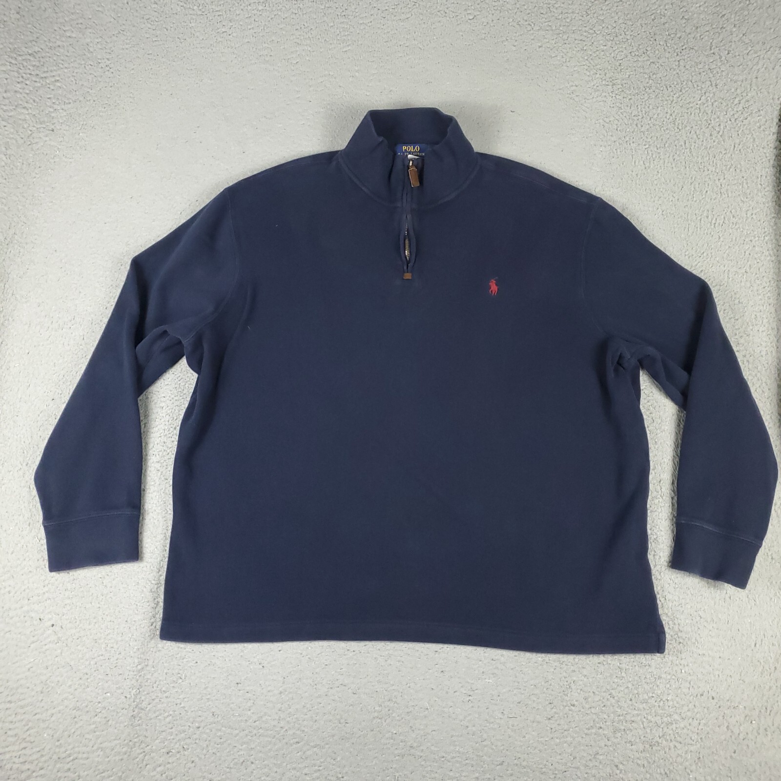 Ralph Lauren Sweater Mens Size 2XL Blue Pony 1 4 Zip Pullover Sweatshirt *