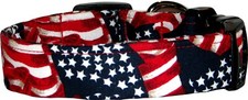 Small Waving American Flags Custom Handmade Dog Collar