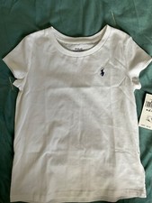 NWT Girls Polo Ralph Lauren white Polo T-Shirt, Size M 8-10 cotton