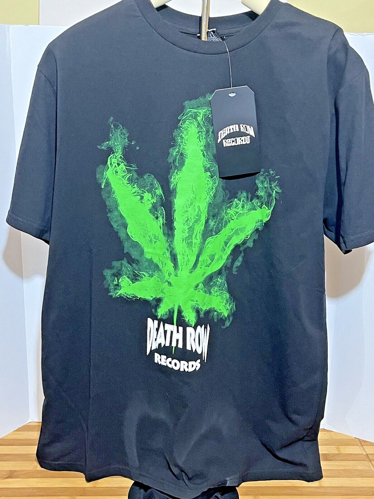 FILA Maglietta nera Death Row Records L con foglia di marijuana