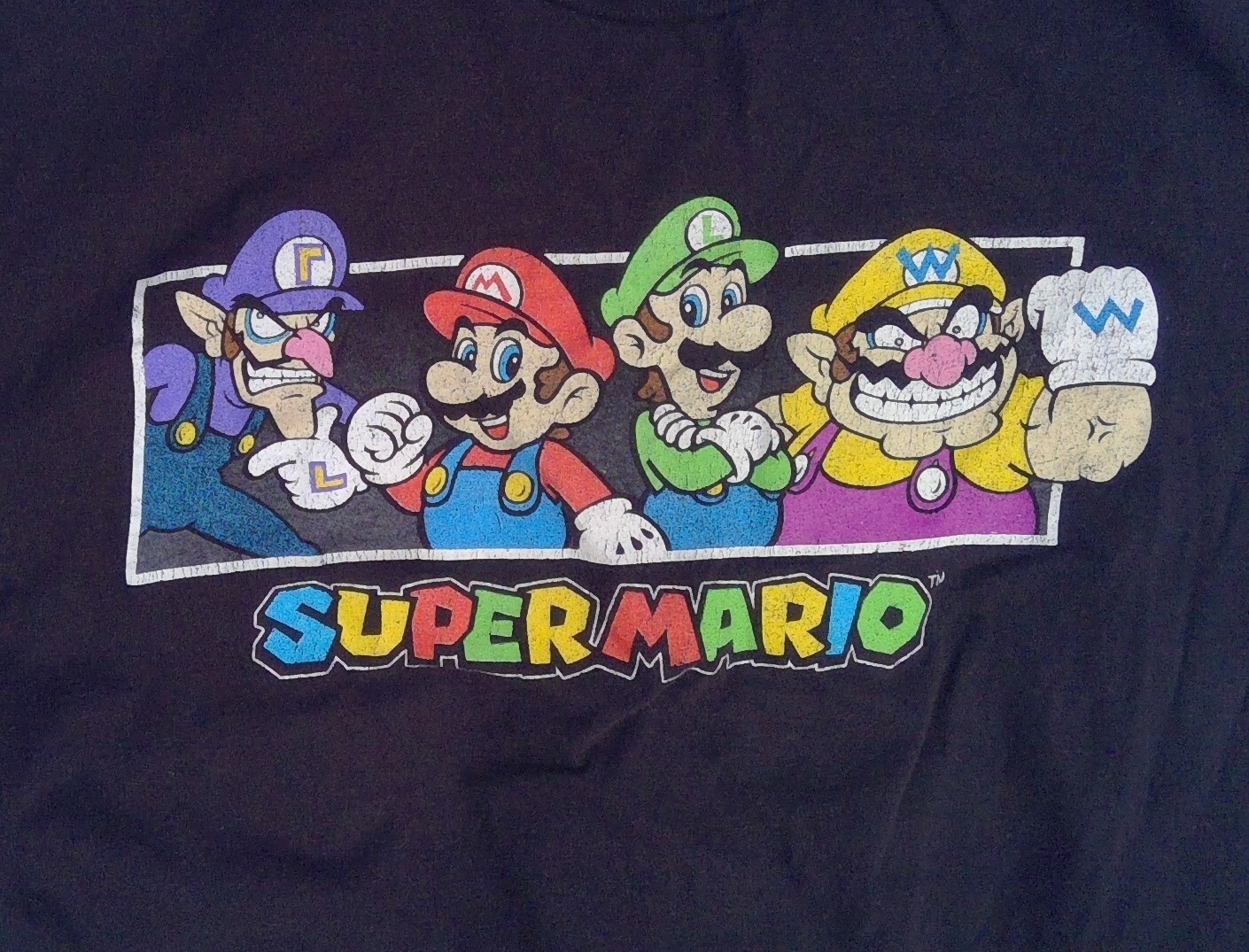 Super Mario tshirt men's size L black cotton graphic short sleeve