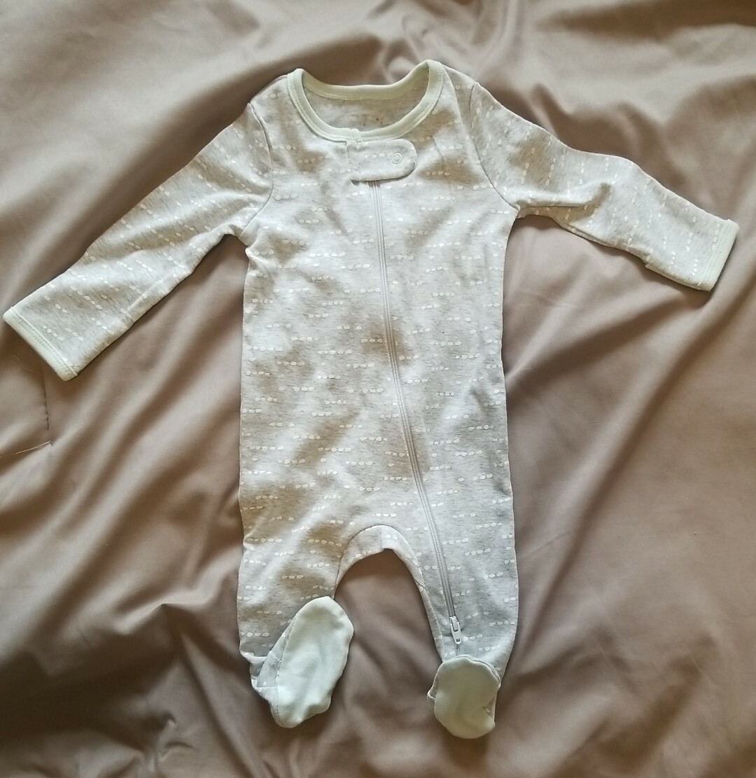 Cloud Island Zip N’Play Size 0-3 Months Light Gray,mint green w White polka dots-image