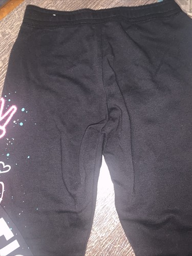 Justice sz 12 black neon you got this paint splatter sweatpants logo star heart - Picture 6 of 6