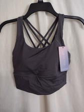CRZ YOGA STRAPPY LONG-LINE SPORTS BRA GRAY SIZE MED NWT