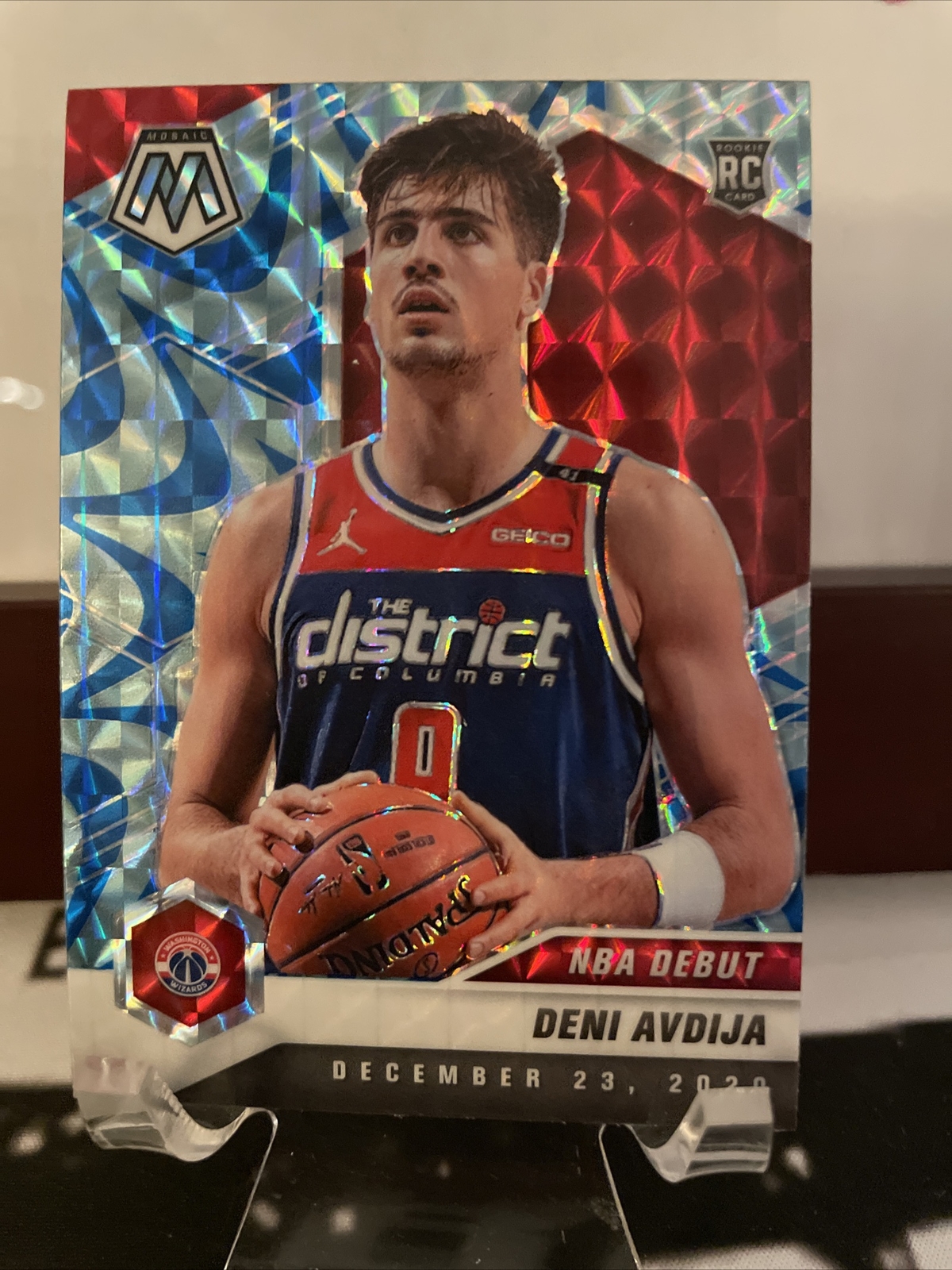 2020-21 Mosaic Deni Avdija NBA Debut Reactive Blue Prizm Rookie #272 Wizards