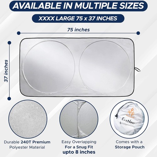 Patented Car Windshield Sun Shade, Blocks 99% Heat,Fits Cars, SUV, Truck, Medium - Picture 77 of 91