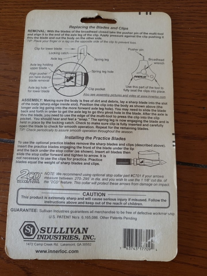INNERLOC EXP BROADHEADS CLIPLOC BLADE CONTROL 770PB9 PRACTICE