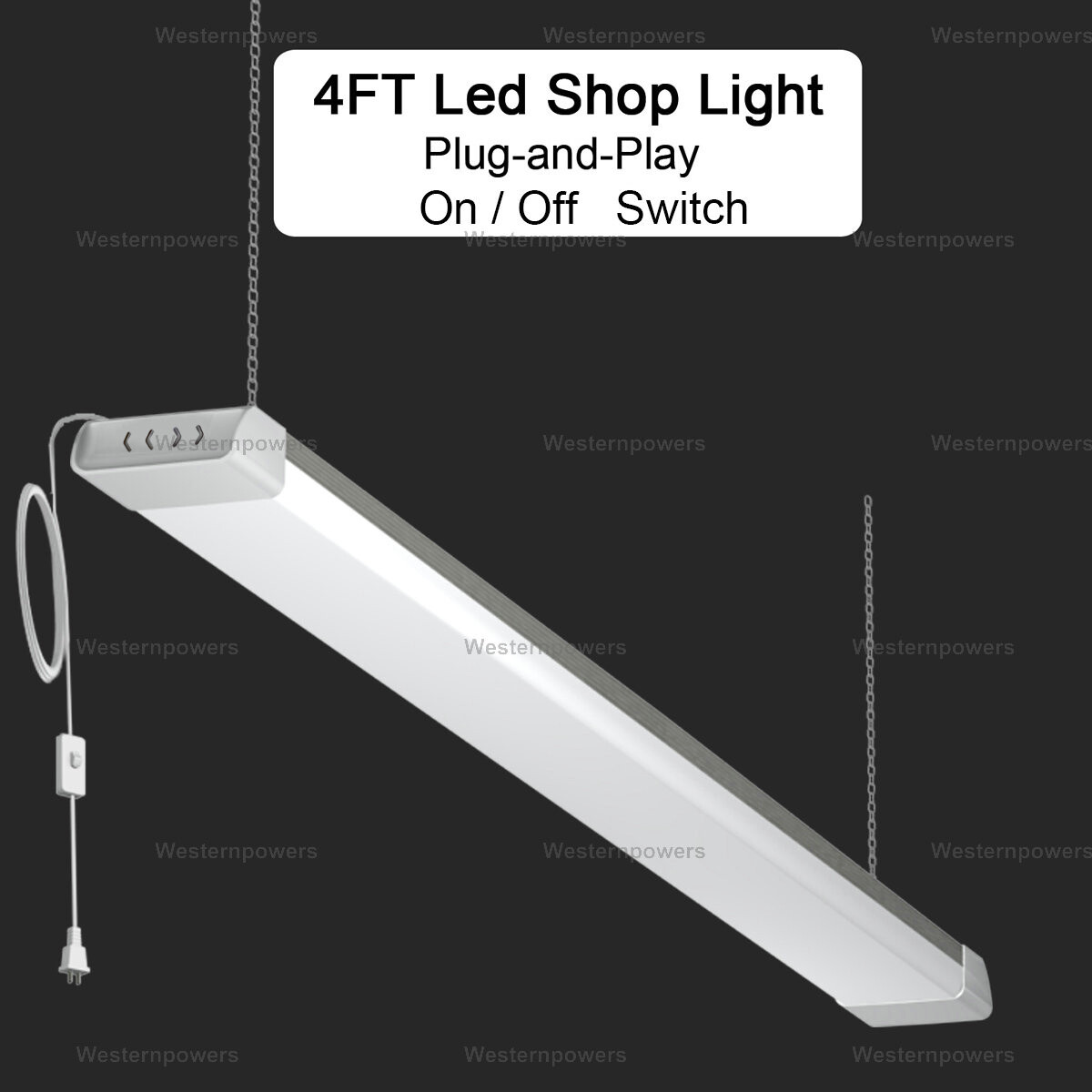 4 Pack 54W LED Shop Light Garage Workbench Ceiling Light Linear High Bay Lamp