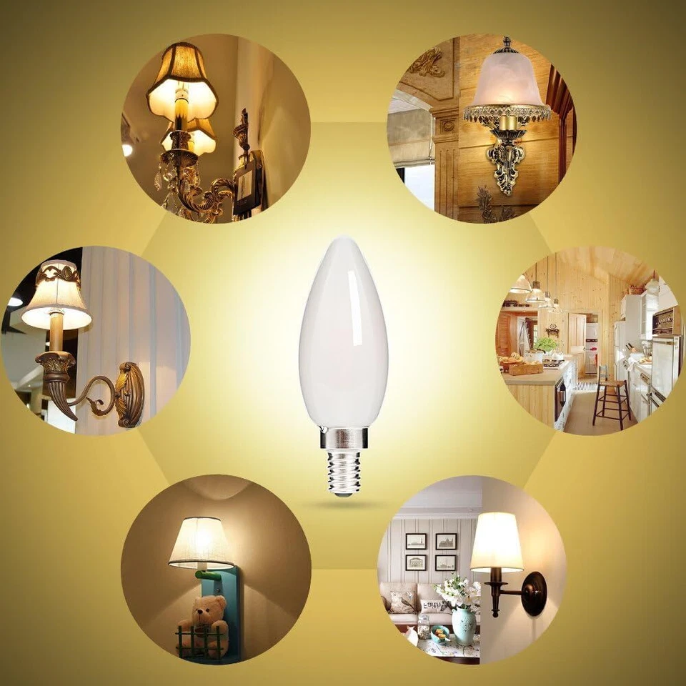 Diodesy 4PK LED Chandelier Milky Light Bulb E12, 4.5W, 40W, 3000K, 400LM, B11 - Image 2 of 4