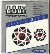 Body Prints, Classic Series Temporary Tattoos Yin/Yang Black  Red