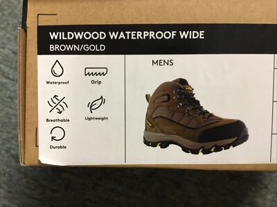 シューズ TAKAMAX New Men's Hi-Tec 54246 Wildwood Waterproof Brown/Gold Hiking