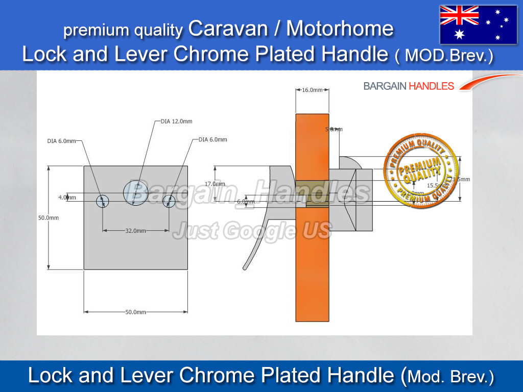 Caravan lock and Lever ,Motorhome, Cupboard handle Chrome latch, mod