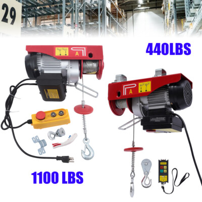 Electric Hoist Winch Lifting Engine Crane w/ Remote Crane Hoist 440lbs/1100 lbs