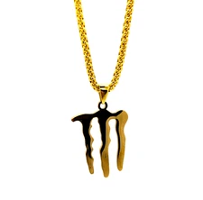 MONSTER ENERGY DRINK NECKLACE Golden Metal Pendant & 23" Quality Chain