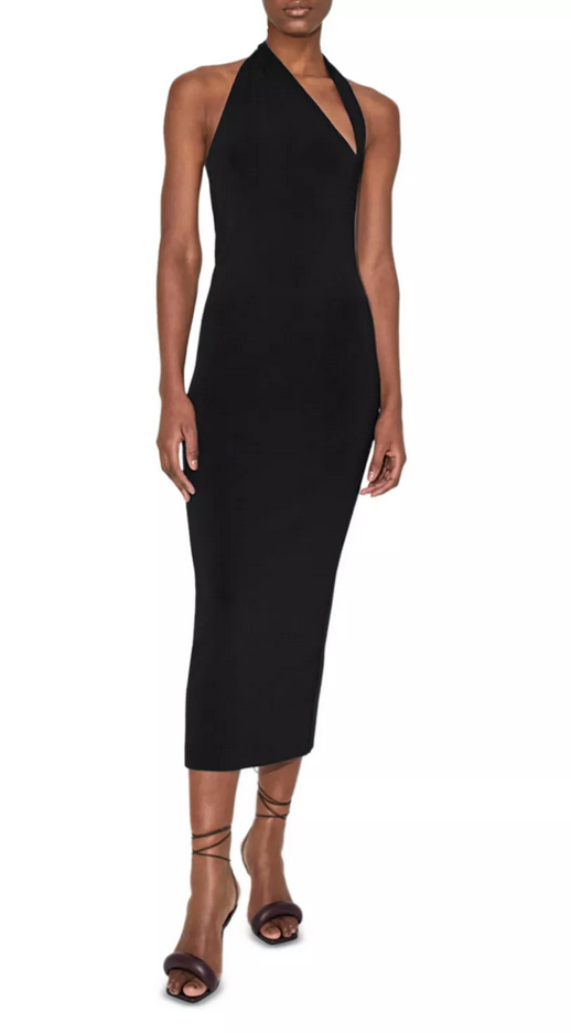 Galvan Artemis Asymmetric Halter Dress Black Size M 3421