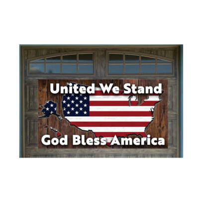 United We Stand US Flag Map  42'' x 78'' Magnetic Garage Banner For Steel Garage D