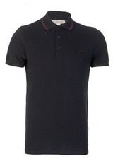 Burberry Atkins Chest Logo Black Pique Cotton Polo Shirt Dry Cleaned Slim Fit LG