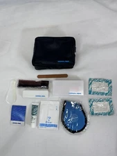 Vintage Navy Blue Leather Pan Am Airlines Travel Amenity Toiletry Kit Unused