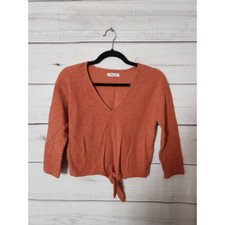 Madewell Womens Blouse Orange Long Sleeve V Neck Tie Front XXS