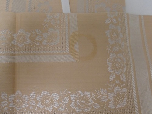 VINTAGE GOLD SILVER DAMASK TABLECLOTH 76" x 56" 8 NAPKINS 15" TOYOBO JAPAN - Picture 8 of 8