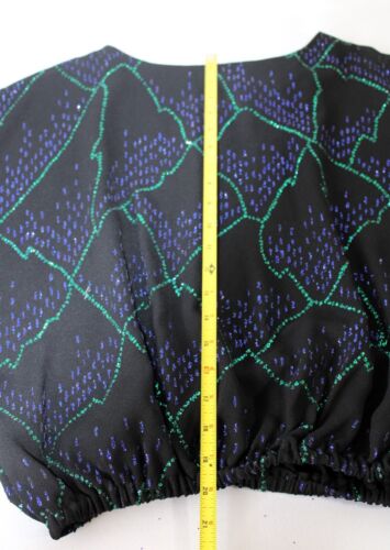 Halbtransparentes schwarz verziertes Fledermaus Flügel Top John's Girl Petites Vintage Clubbing - Bild 5 von 6
