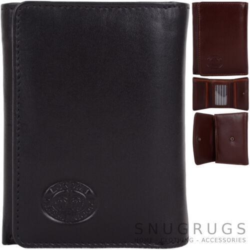 Mens / Gents Small Soft Leather Tri-Fold Wallet / Money / Coin Holder / Pouch - Afbeelding 1 van 9