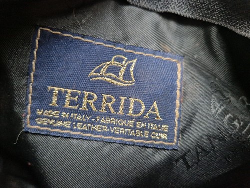 TERRIDA TANGAROA Leder braun Kosmetik Make-up Tasche Kuppel Etui Reißverschluss *beschädigt* - Bild 5 von 9
