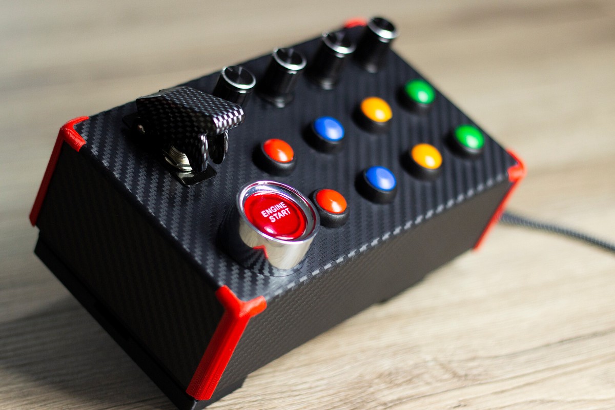 BUTTON BOX SIM Racing 22 Funzioni Start Leva Luminoso USB PC Carbonio Buttonbox EUR 107,00 - IT - Foto 6