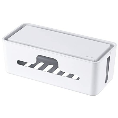 ELECOM Cable Storage Box 6-Outlet Power Strip Storage with Smartphone Stand