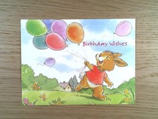 Maria Hughes Birthday Greeting Card Bunny Balloons Made in USA 1999 PVA